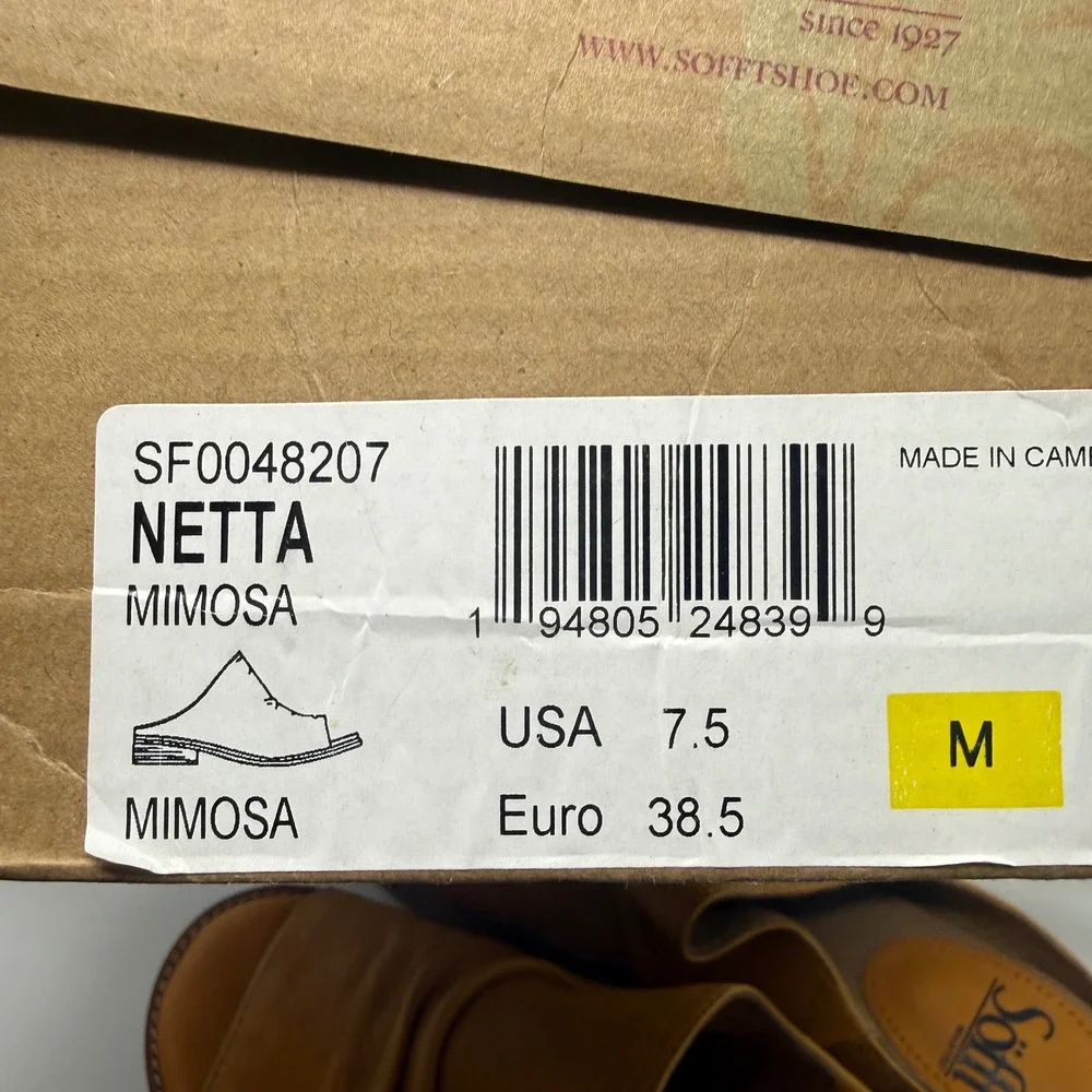 Sofft Netta Mimosa Yellow Leather Ruched Slide Sandals SF0048207 Womens 7.5